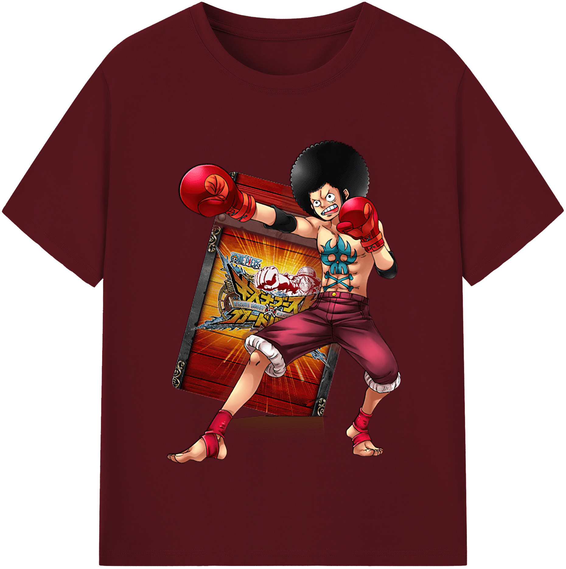 ワンピース モンキー・D・ルフィ ONE PIECE Monkey D. Luffy 綿100％半袖Tシャツ（フロントプリント）